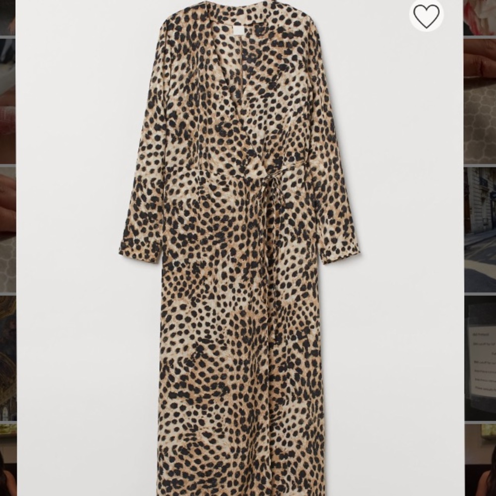 NWT H&M leopard print long sleeve wrap dress